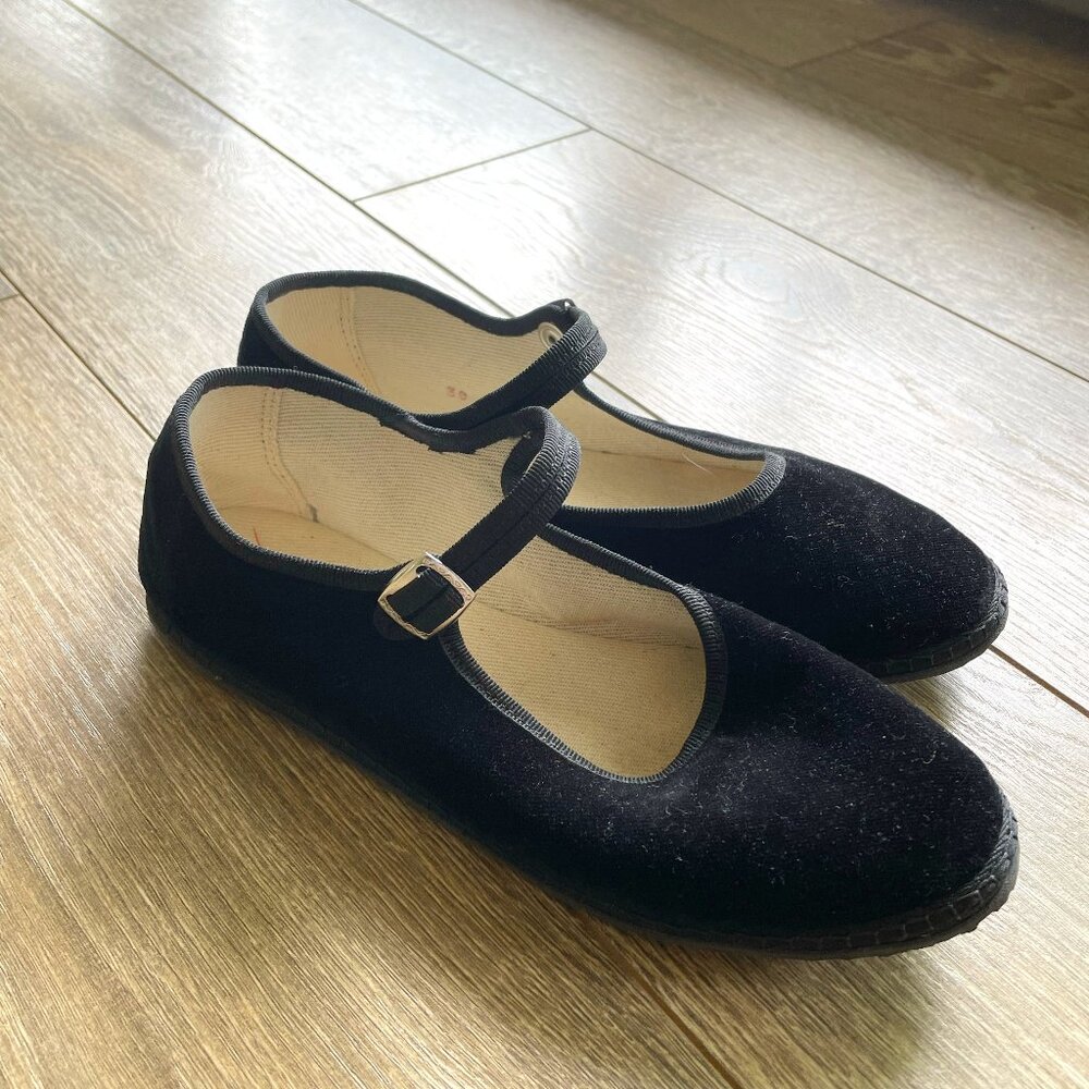 Vibi Venezia 10mm Mary Jane Nero velvet slippers Size 37